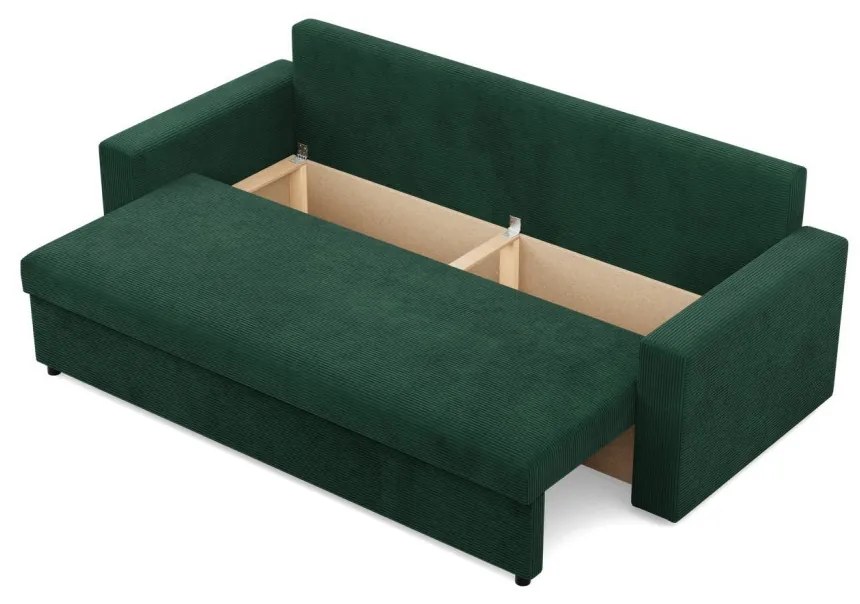 Zeus kanapéágy, kordbársony, bonell töltet, egyenes kartámasz, zöld