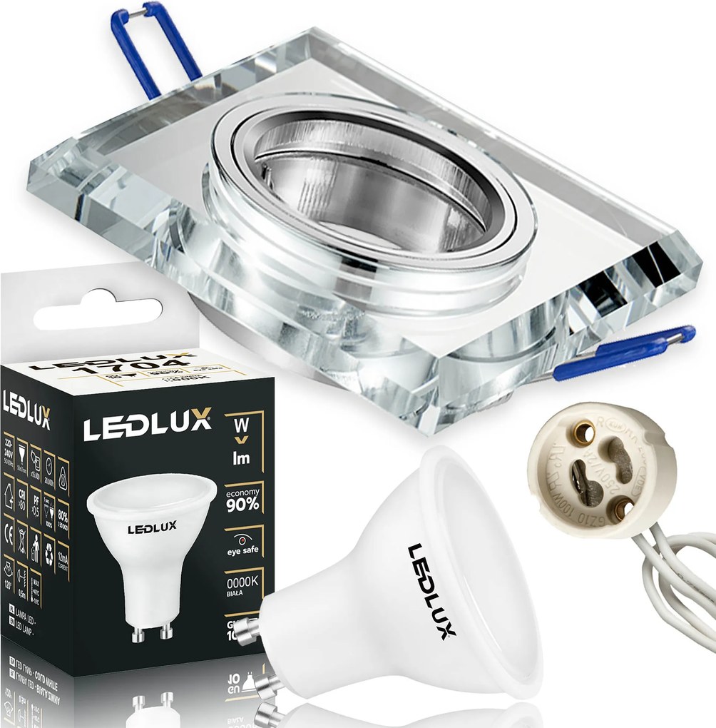 Halogén lámpatest Négyzet alakú üveg GU10 Led izzó 7,5W 3 Szín