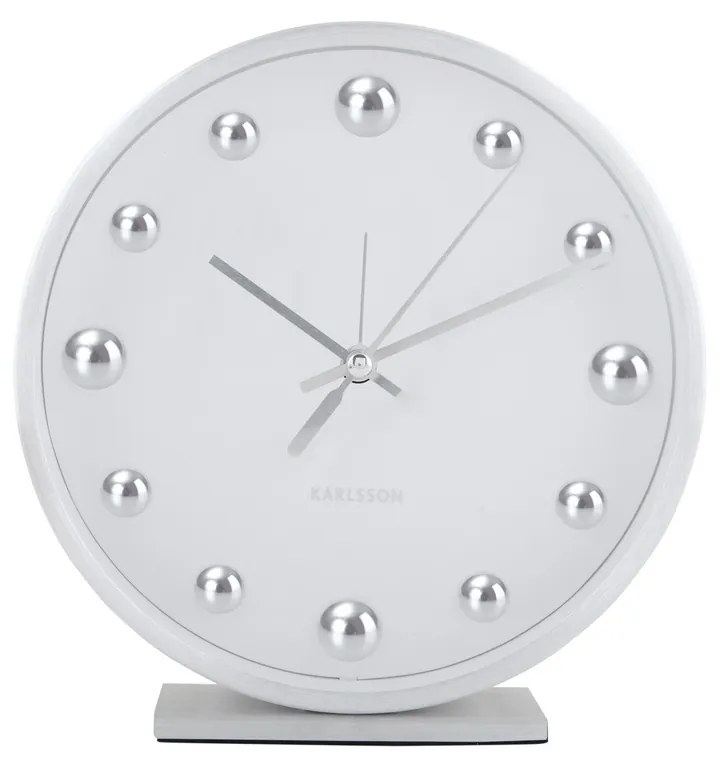 Karlsson 5970WH design asztali óra/ébresztőórafehér, átmérő: 16 cm