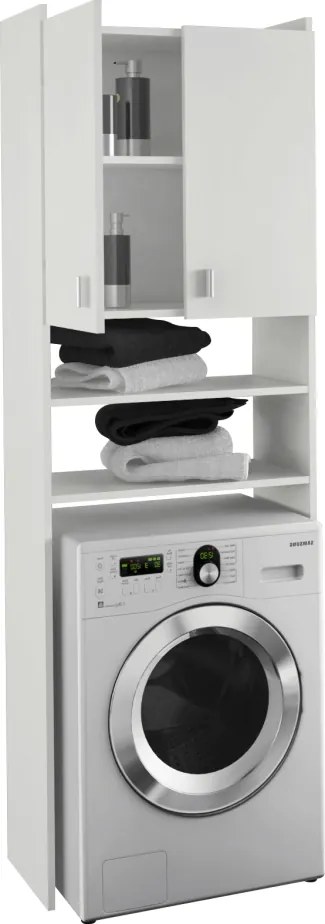 Szekrény a mosógép fölé, fehér, NATALI