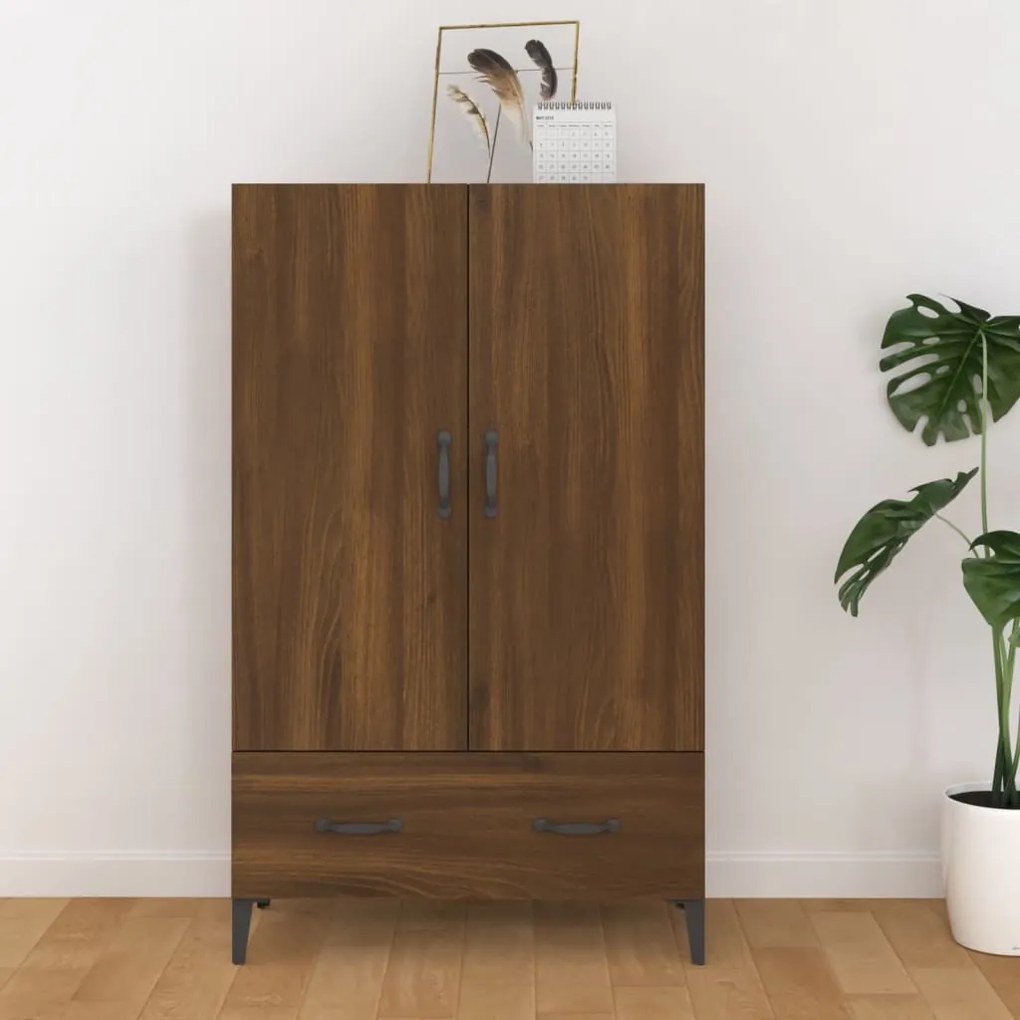 barna tölgy színű szerelt fa tálalószekrény 70 x 31 x 115 cm