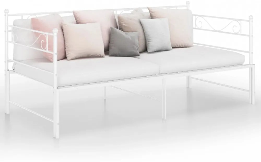 fehér fém kihúzható kanapéágy-keret 90 x 200 cm
