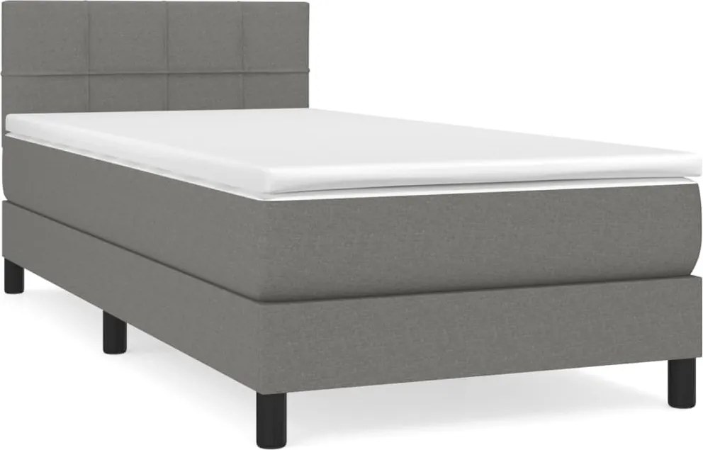 vidaXL sötétszürke szövet rugós ágy matraccal 90 x 200 cm