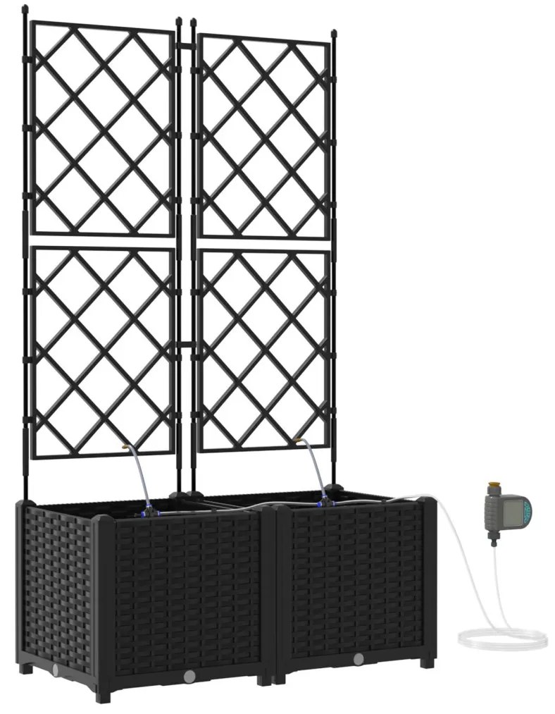 Kerti ültetők Fekete 80 x 40 x 142 cm Acél