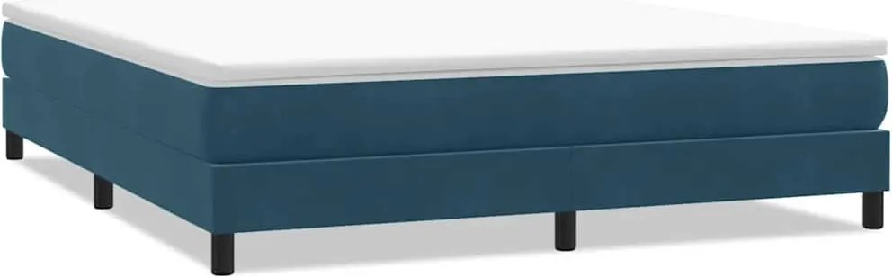 vidaXL sötétkék bársony rugós ágy matrac nélkül 180x210 cm