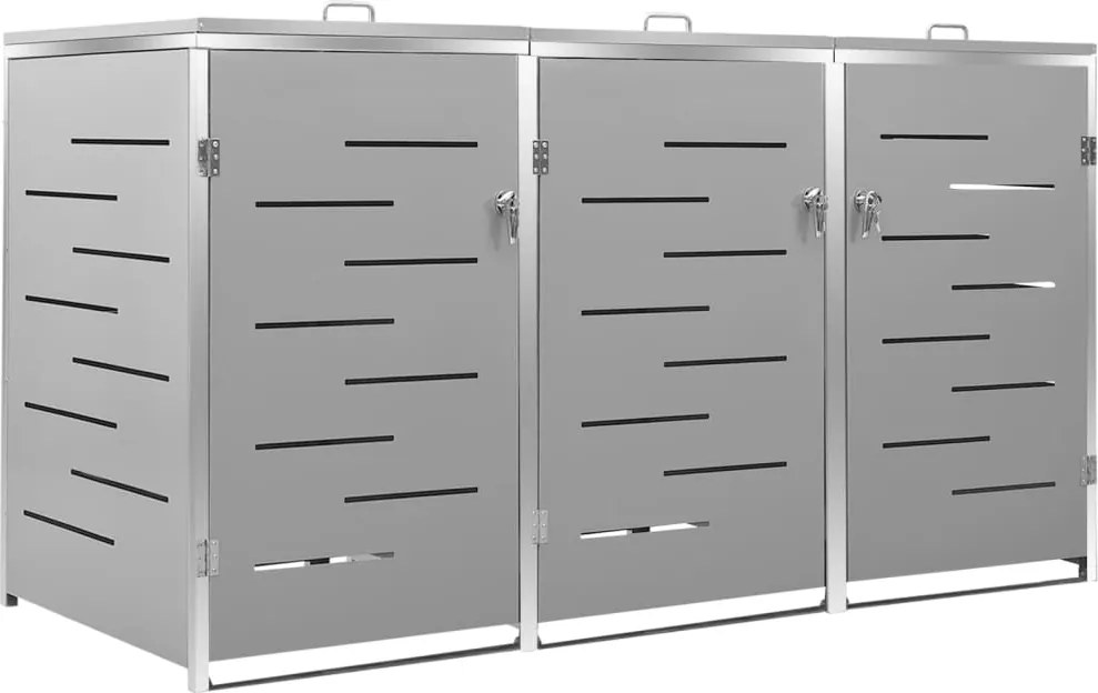 vidaXL acél tároló három gurítható szemeteskukához 207x77,5x112,5 cm