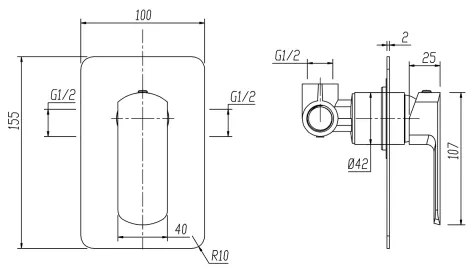 Sapho - MIXONA falba süllyesztett zuhanycsaptelep, fényes króm