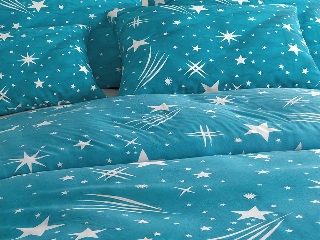 NIGHT SKY flanel ágyneműhuzat türkiz Ágyneműhuzat mérete: 2 db 70 x 90 cm | 200 x 220 cm