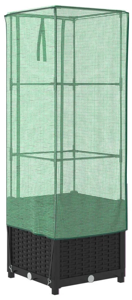 rattan megjelenésű magaságyás melegháztakaróval 40x40x139 cm