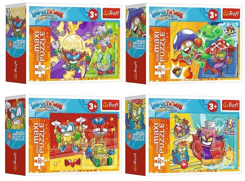 Mini puzzle - Super things - 4 db-os készlet
