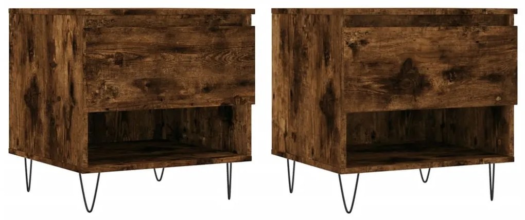 2 db füstös tölgy szerelt fa dohányzóasztal 50 x 46 x 50 cm