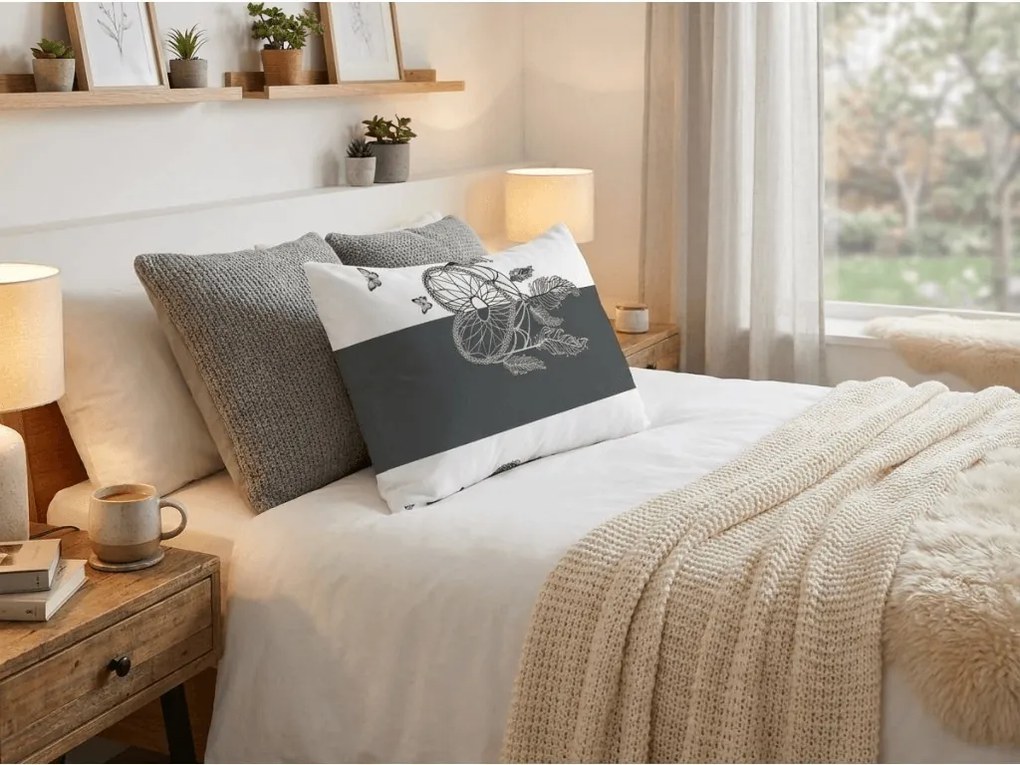 Polipamut párnahuzat TIRSO POLY 50x70 cm, szürke-fehér gomb