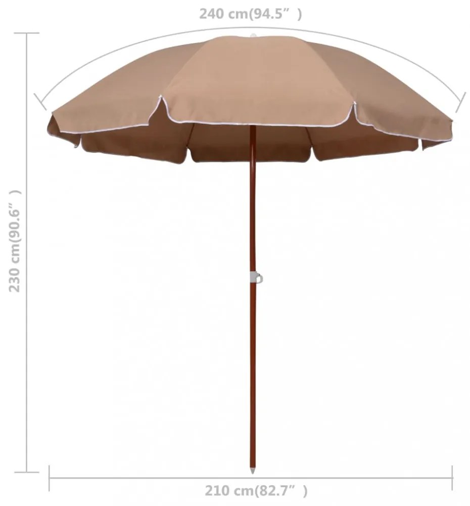 tópszínű napernyő acélrúddal 240 cm