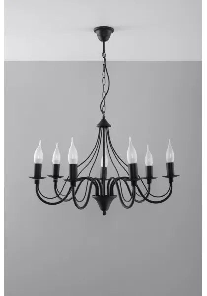 Csillár láncon MINERWA 7 7xE14/40W/230V fekete