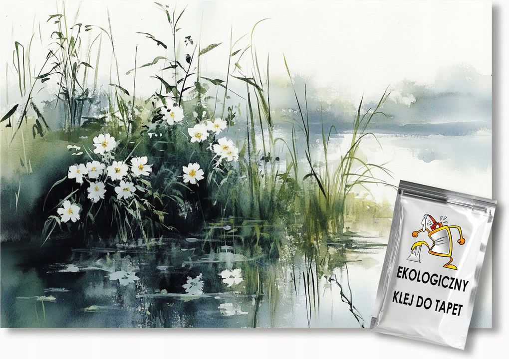 Fotótapéta Flizelina Növények Fű Virágok Víz Tó 368x254 ragasztó