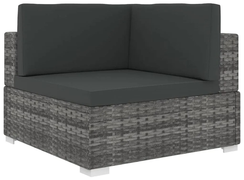 vidaXL 1 db szürke polyrattan moduláris sarokfotel párnákkal