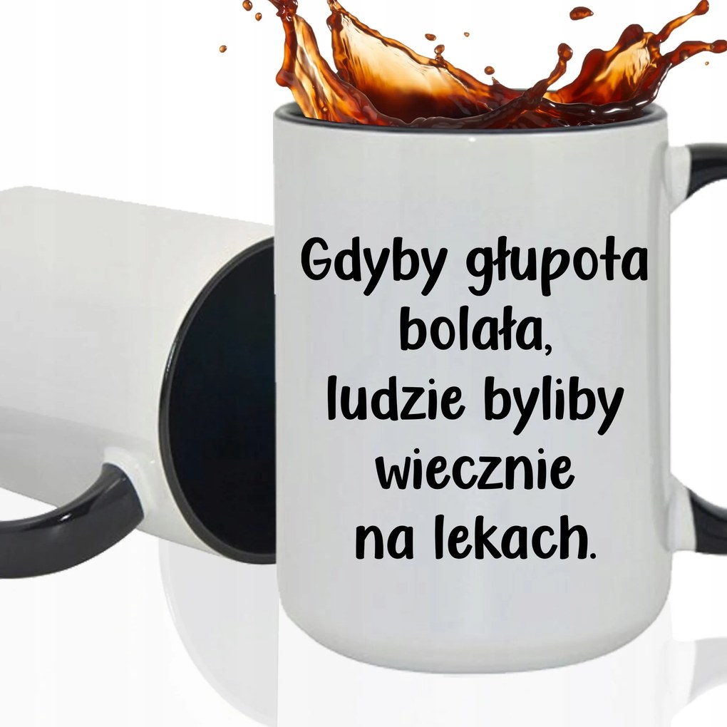 Bögre Fehér XXL Belső Fekete Nagy Kerámia Vicces Ajándék Fájdalom Hülyeség