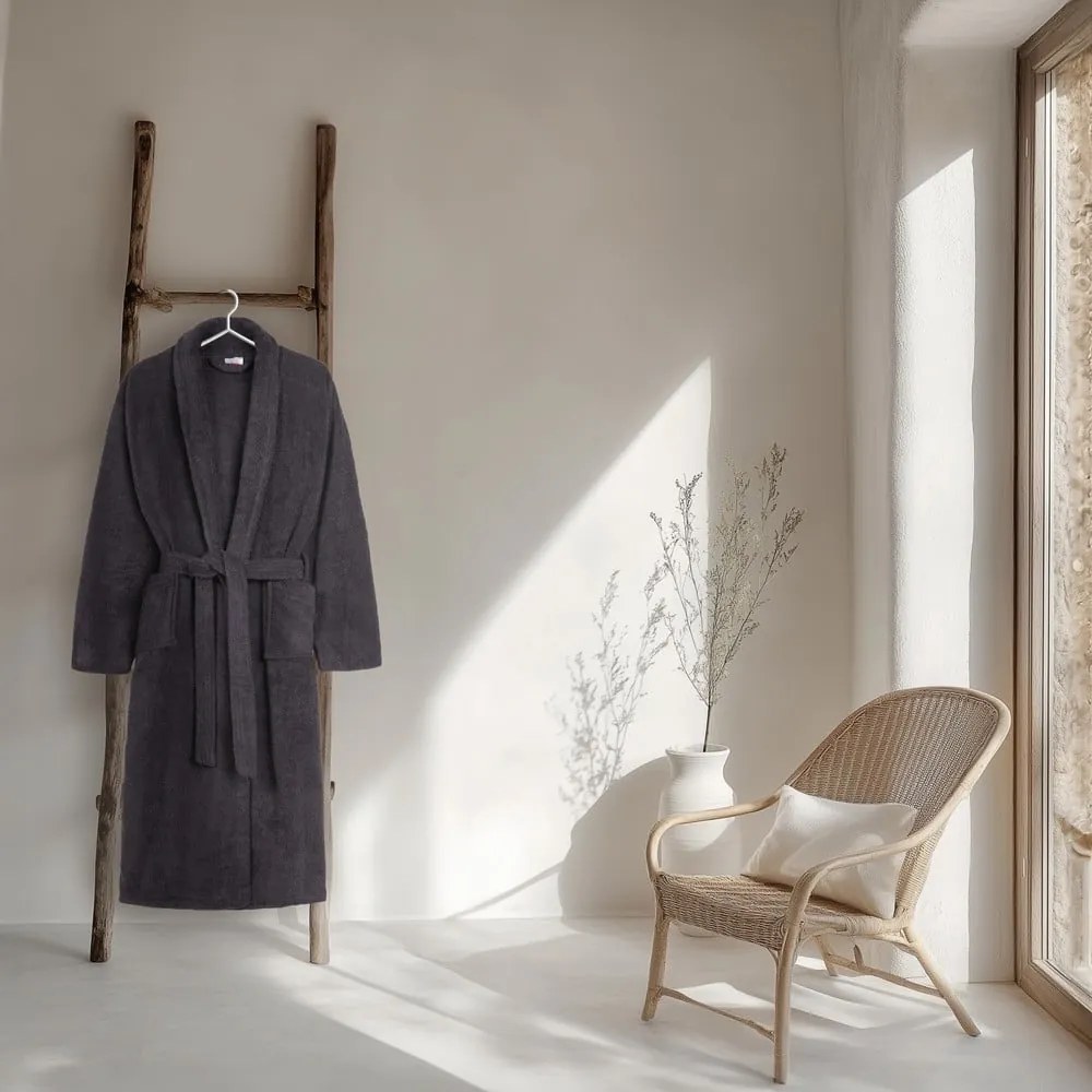 Antracitszürke pamut fürdőköpeny M/L Terry – HIP