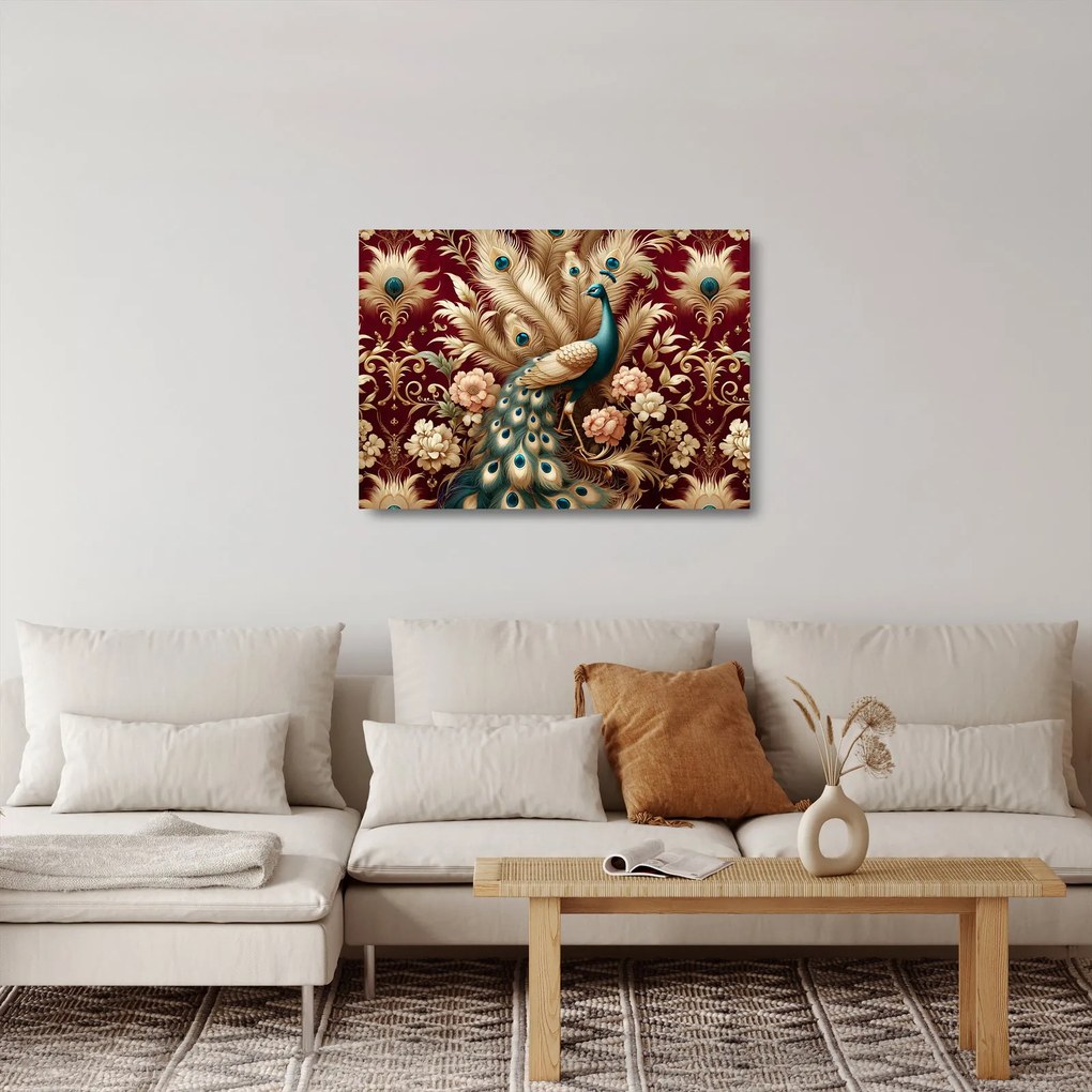 Üveg kép – Elegáns páva (70x50 cm)