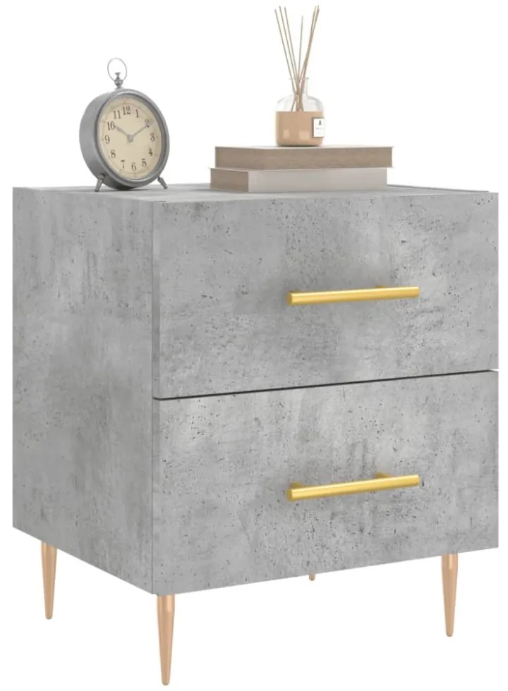 2 db betonszürke szerelt fa éjjeliszekrény 40 x 35 x 47,5 cm
