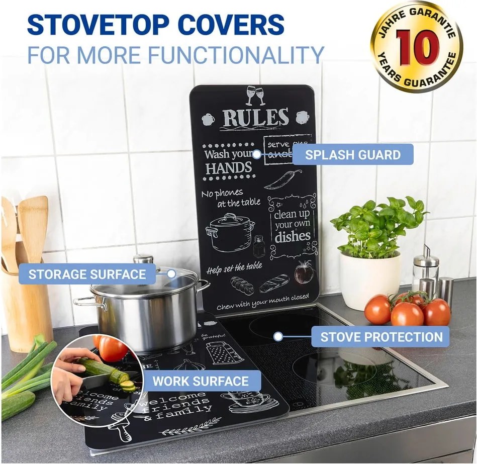 Edzett üveg tűzhely fedőlap szett 2 db-os 52x30 cm Kitchen Rules – Maximex