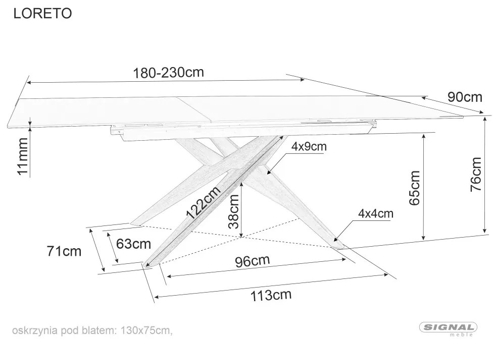 Loreto bővíthető étkezőasztal 180-230 cm