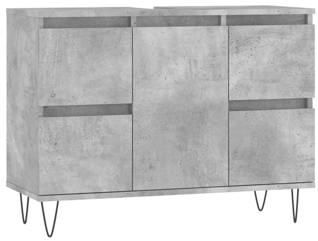 Betonszürke szerelt fa fürdőszobaszekrény 80 x 33 x 60 cm