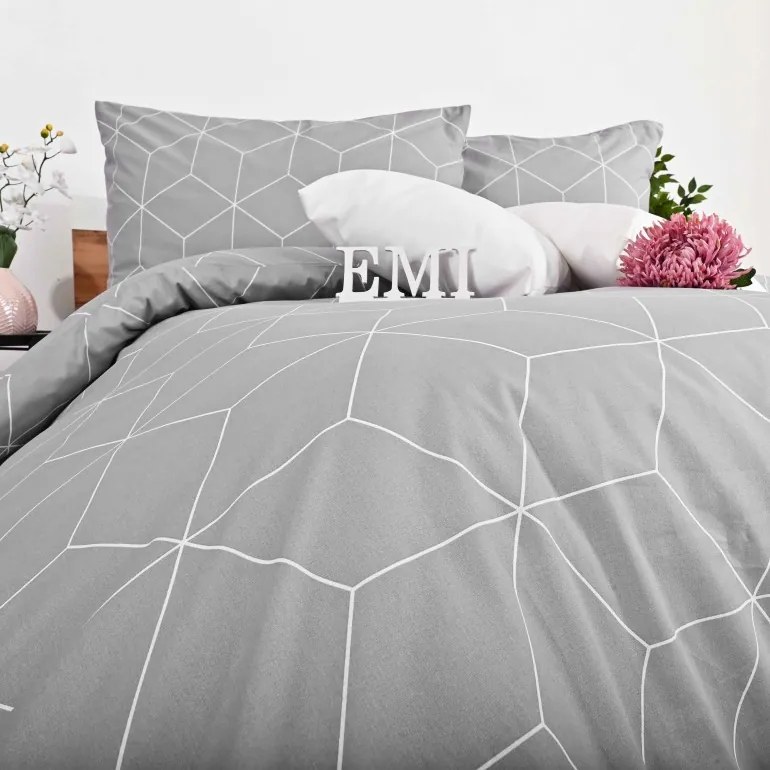 EMI Alya grey pamut ágyneműhuzat, A standard egyszemélyes ágy szett tartalma: 1x 140x200 + 1x 70x90