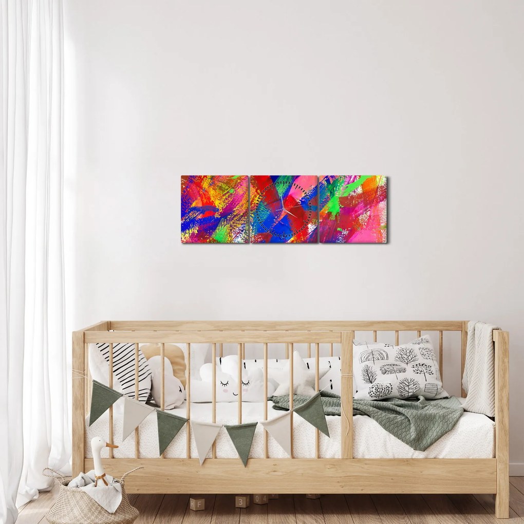 Kép - Színes absztrakció (órával) (90x30 cm)