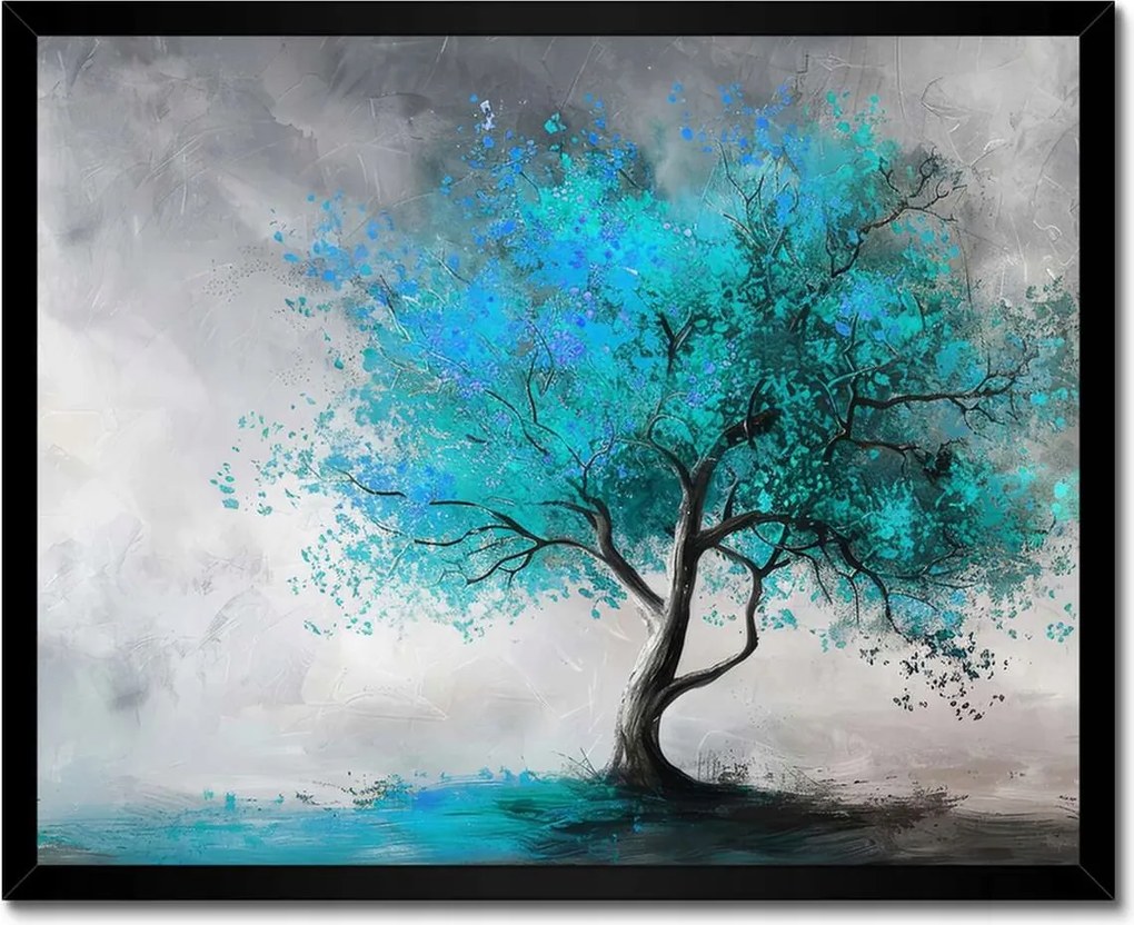 Poszter fekete keretben 50x40 Kék fa Modern Art