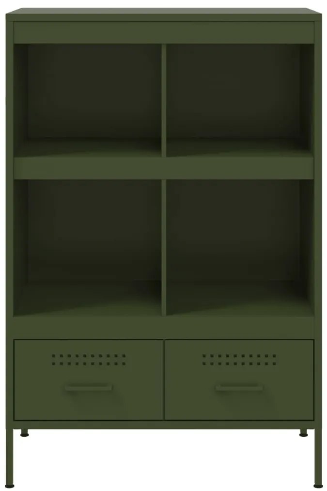 olívazöld acél magasszekrény 68 x 39 x 101,5 cm