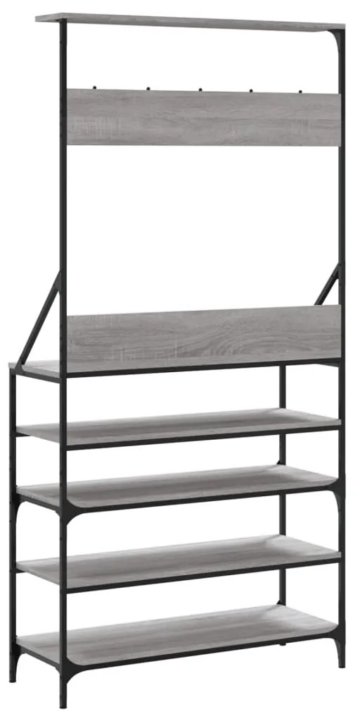szürke sonoma ruhafogas cipőpolccal 90 x 34 x 184 cm