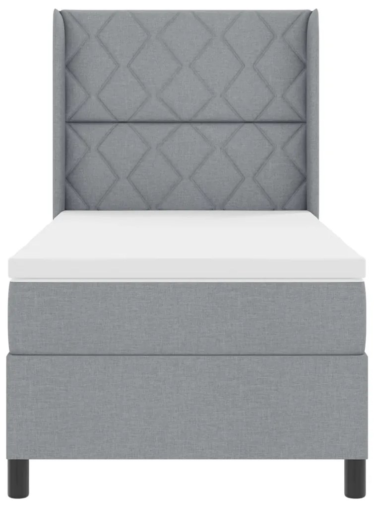 Box Spring Ágy Matraxal Világosszürke 100x200 cm Szövet