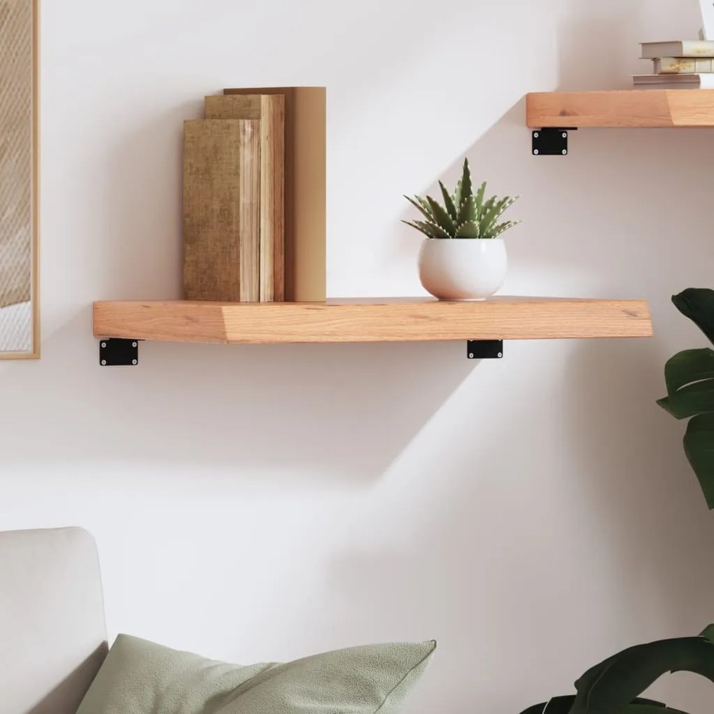 világosbarna kezelt tömör tölgyfa fali polc 60x30x(2-6) cm