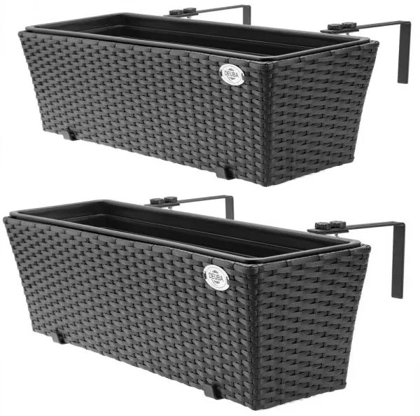 Casaria® polyrattan virágtartó fekete 2 darabos