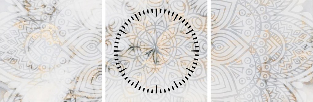 Egy fehér mandala képe (órával) (90x30 cm)