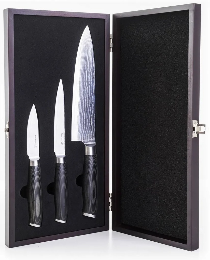 G21 Gourmet Damascus késkészlet bambusz blokkban 5 db + élezőkő