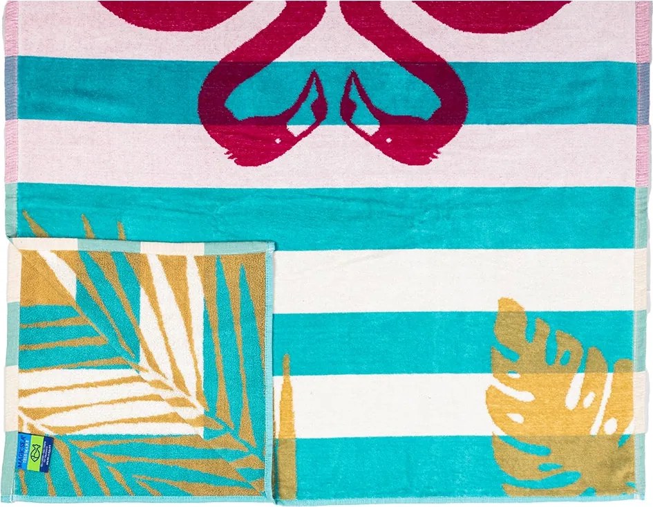 FLAMINGO GOLD Strandtörölköző türkiz 165x90cm
