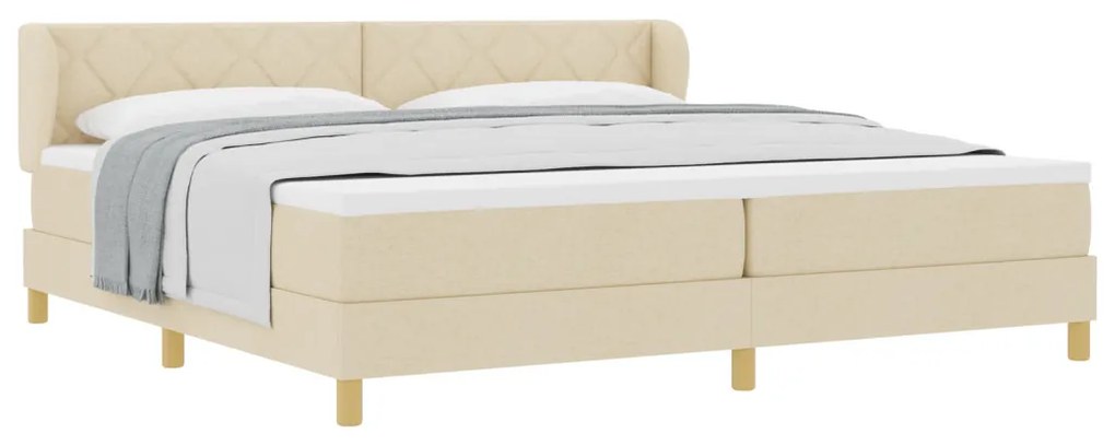 Boxspring Ágy Matracra - Krém - 200x200 cm - Szövet