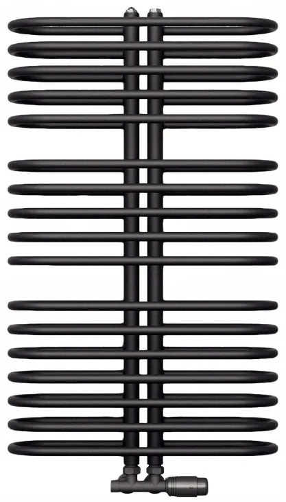 Regnis LEVEL II, fűtőelem 600x1380mm központi csatlakozással 50mm, 1203W, fekete matt, LEVEL1380/600/D50/BLACK