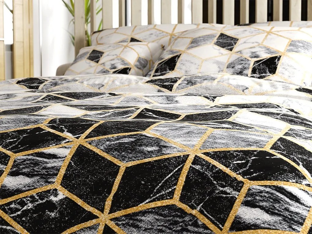 Pamut ágynemű ATHENA POLY fekete Ágyneműhuzat mérete: 2 db 70 x 90 cm | 200 x 220 cm