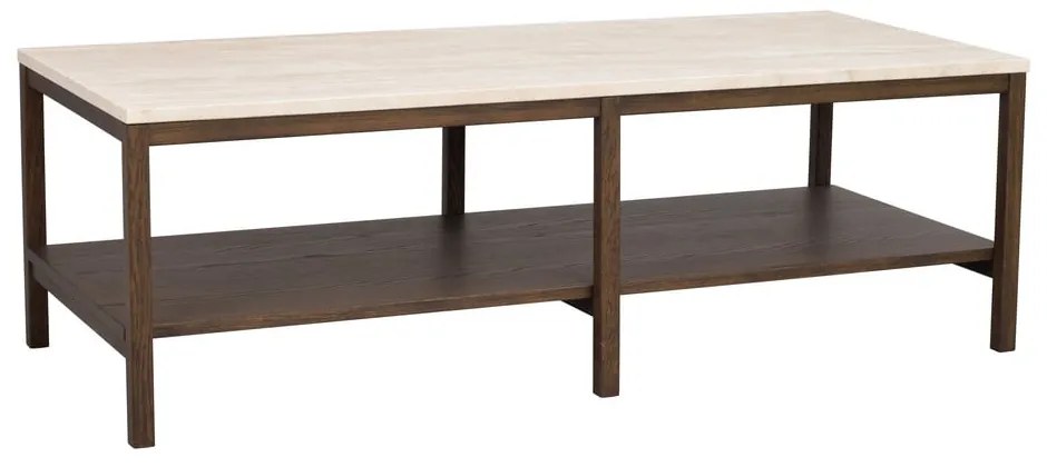 Barna-bézs dohányzóasztal kő asztallappal 140x60 cm Orwel - Rowico