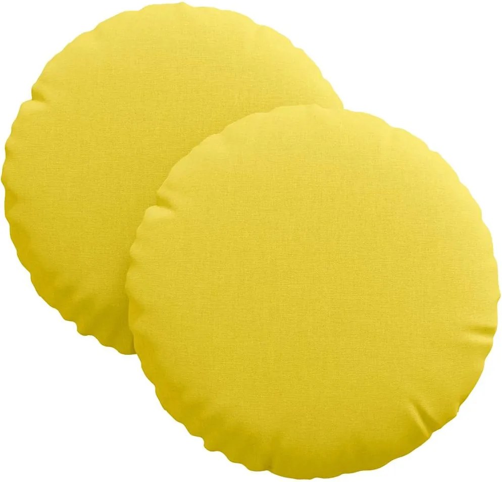 vidaXL Ülőpárnák 2 pcs Világos sárga Ø30 x 13 cm szövet