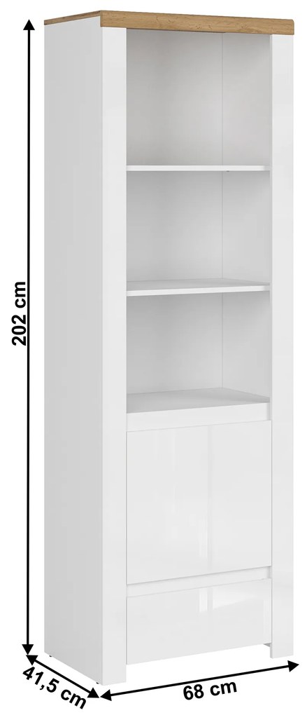 Regál Vilgi 1D1S (fényes fehér + wotan tölgy). 1064643