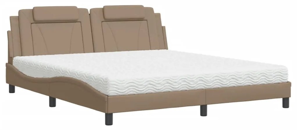 cappuccino színű műbőr ágy Viana matraccal 180 x 200 cm