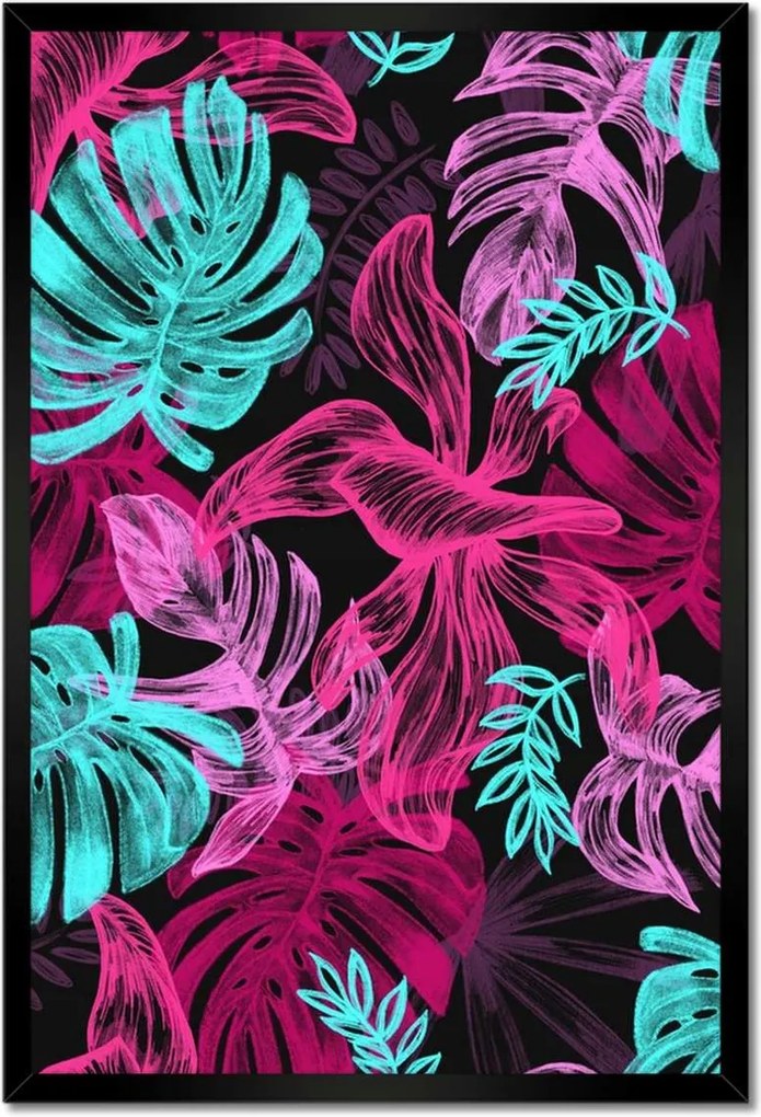 Monstera keretes poszter 40x60, levelek színben