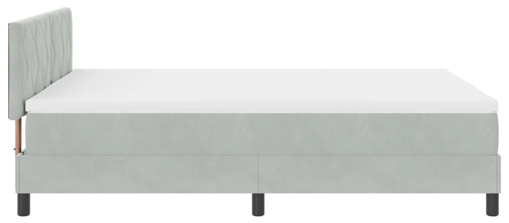 Boxspring Ágy Mattal & LED Fény Világosszürke 160x200 cm Bársony