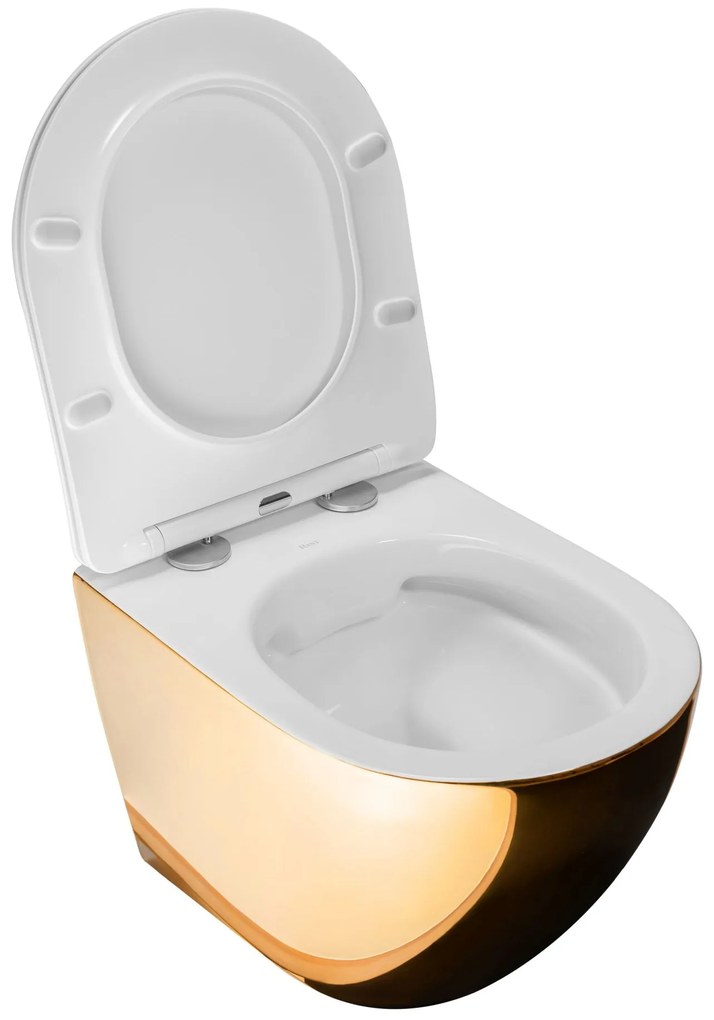 Függesztett WC-csésze rea Carlo Flat Mini Gold/White