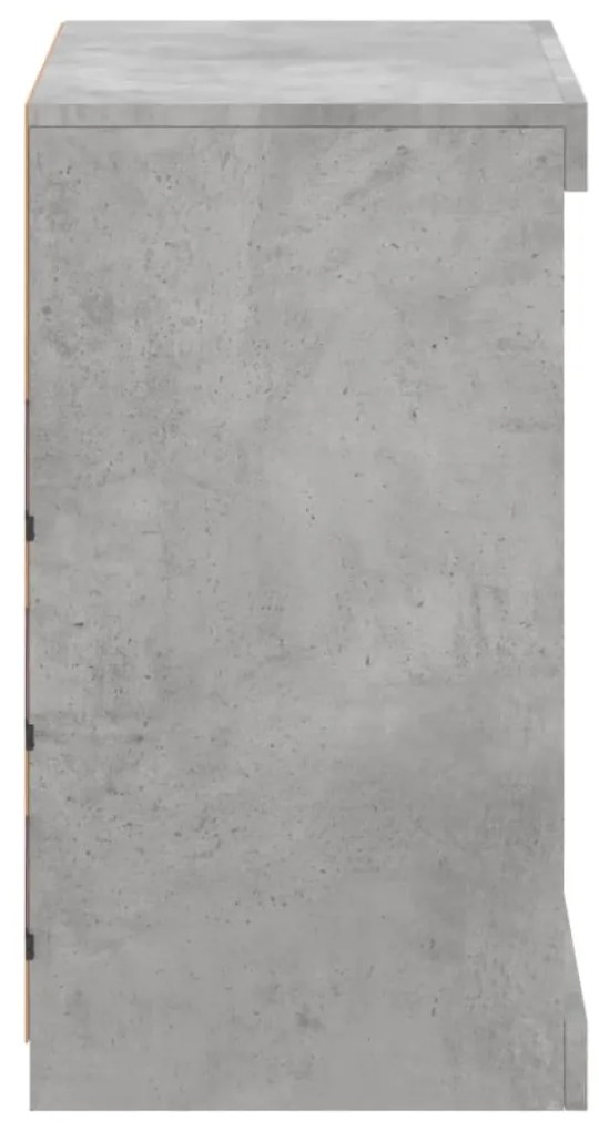 betonszürke tálalószekrény LED-világítással 60,5 x 37 x 67 cm