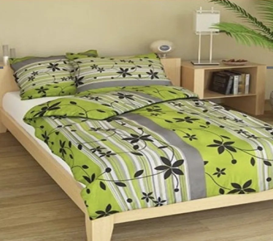 Krepp lapok Berlin zöld TiaHome - 1x Párna 90x70cm, 1x Paplan 140x200cm